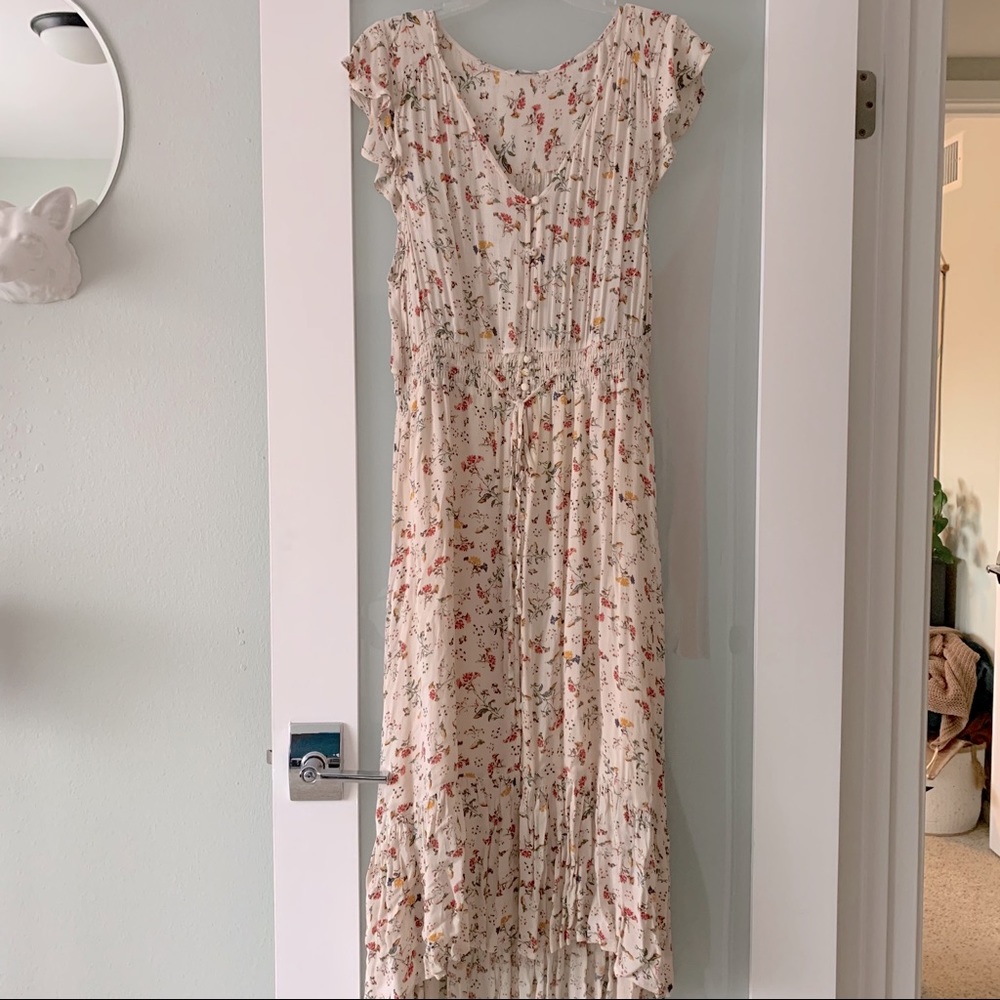 Lucky Brand Cream Floral Midi Dress